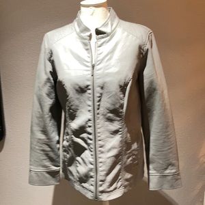 Christopher & Banks gray faux leather jacket .